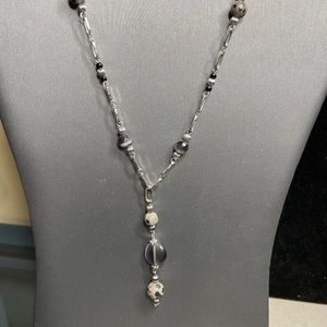 Lia Sophia Cats Eye Dalmatian Jasper Lariat 16-19” Necklace